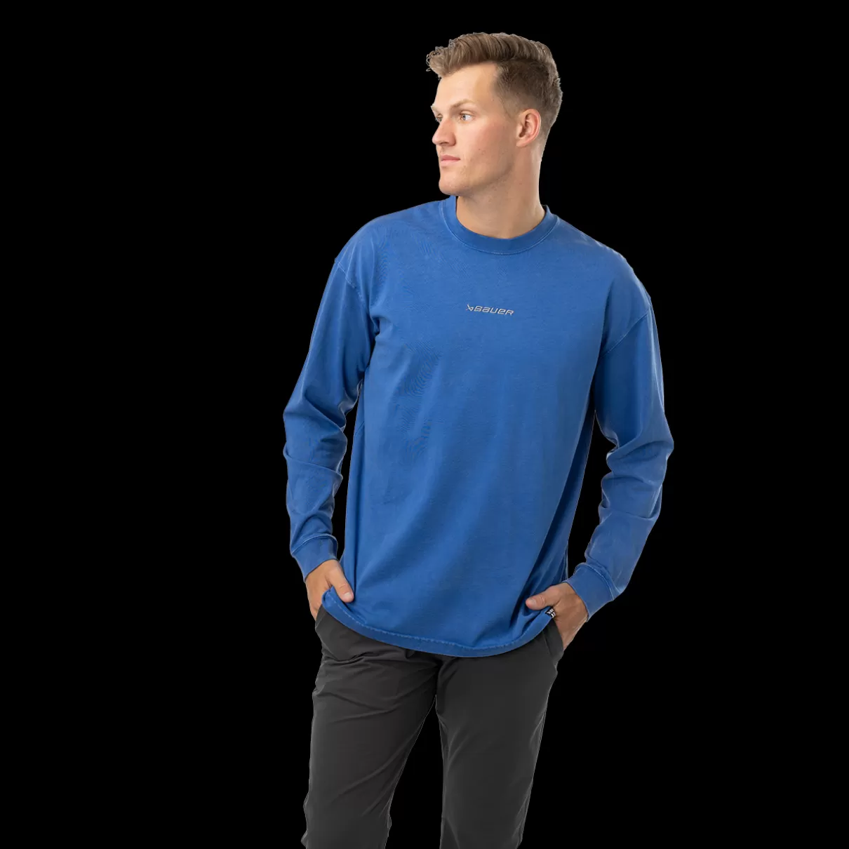 Sale BAUER CENTER ICE ACIDWASH LONGSLEEVE TEE SENIOR